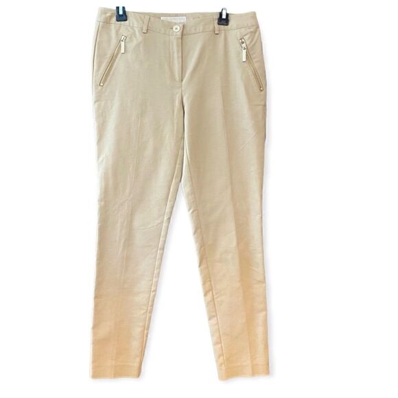 Michael Kors 6 Khaki Casual Workwear Cotton Trousers Tapered Pants - Picture 1 of 9